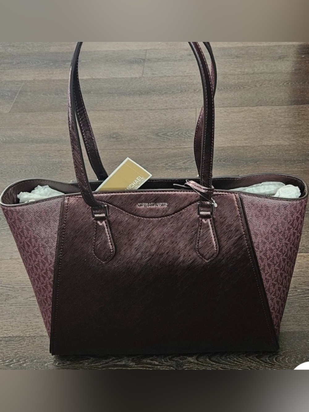 Michael Kors Taryn Leather Large Tote with Gold Accents Oxblood NEW WITH Tags